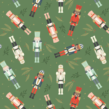 The Nutcracker Flannel F19514-GREEN Green Nutcrackers by My Mind's Eye for Riley Blake Designs