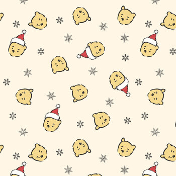 Winnie the Pooh Christmas C19571-CREAM Cream Santa Pooh Jumble by Echo Park Paper Co. for Riley Blake Designs