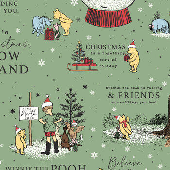 Winnie the Pooh Christmas C19570-GREEN Green Holiday Quotes by Echo Park Paper Co. for Riley Blake Designs