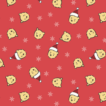 Winnie the Pooh Christmas C19571-RED Red Santa Pooh Jumble by Echo Park Paper Co. for Riley Blake Designs
