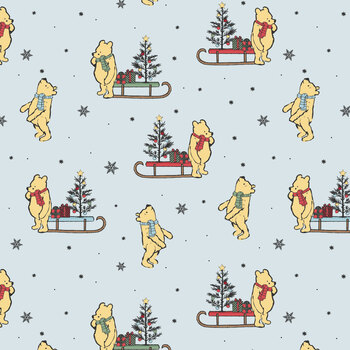 Winnie the Pooh Christmas C19572-POWDER Powder Sleds by Echo Park Paper Co. for Riley Blake Designs