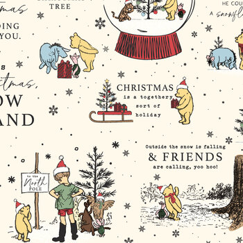 Winnie the Pooh Christmas C19570-CREAM Cream Holiday Quotes by Echo Park Paper Co. for Riley Blake Designs
