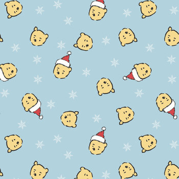 Winnie the Pooh Christmas C19571-BLUE Blue Santa Pooh Jumble by Echo Park Paper Co. for Riley Blake Designs