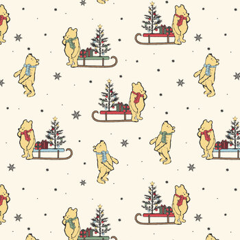 Winnie the Pooh Christmas C19572-CREAM Cream Sleds by Echo Park Paper Co. for Riley Blake Designs