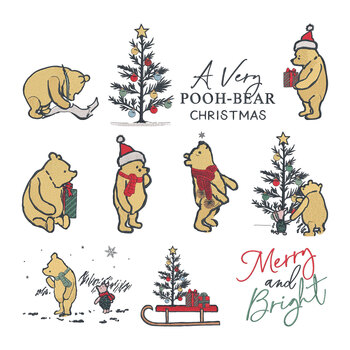 Winnie the Pooh Christmas Machine Embroidery USB Pattern