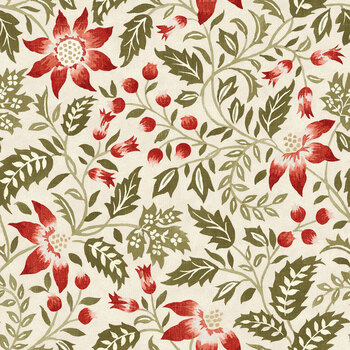 Tales of Yuletide C19230-CREAM Cream Astley Floral by Laura Ashley for Riley Blake Designs