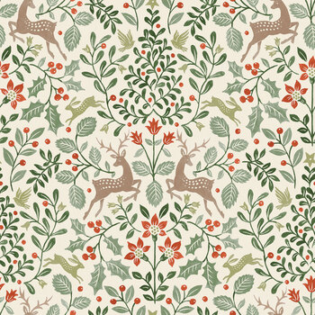 Tales of Yuletide 108" Wide WB19238-CREAM Multi Harlington by Laura Ashley for Riley Blake Designs