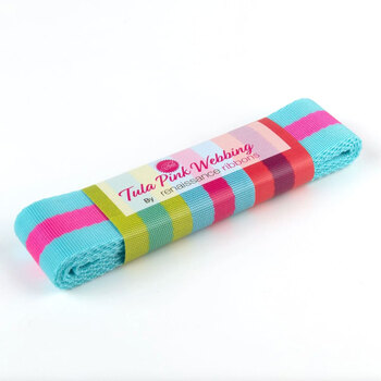 Tula Pink Webbing 1.5" x 2 yards - Aqua and Hot Pink