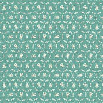 Home Town Holiday 2 C19613-TEAL Teal Ringing by Lori Holt for Riley Blake Designs