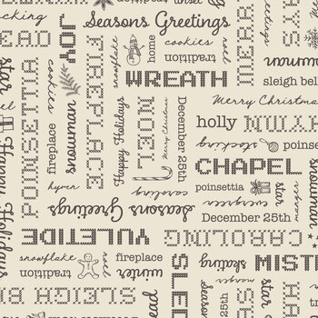 Home Town Holiday 2 108" Wide WB19631-DKMILKCAN Dark Milk Can Christmas Words by Lori Holt for Riley Blake Designs