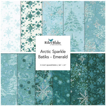 Arctic Sparkle Batiks - Emerald  Fat Quarter Bundle by Riley Blake Designs