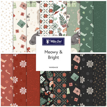 Meowy & Bright  Yardage by Laura Marshall for White Owl Textiles