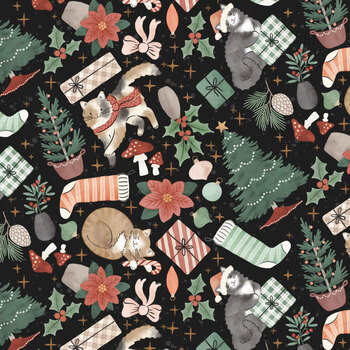 Meowy & Bright W185-005-958 Black Everything Toss by White Owl Textiles