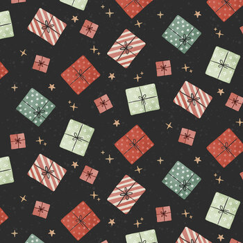 Meowy & Bright W185-006-958 Black Gift Toss by White Owl Textiles