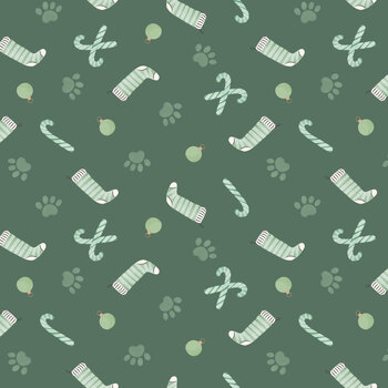 Meowy & Bright W185-007-818 Green Stocking Toss by White Owl Textiles