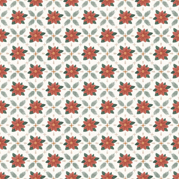 Meowy & Bright W185-008-158 Cream Poinsettia Check by White Owl Textiles