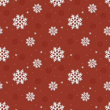 Meowy & Bright W185-009-515 Red Snowflakes by White Owl Textiles