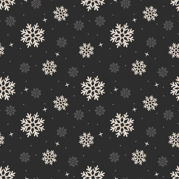 Meowy & Bright W185-009-919 Black Snowflakes by White Owl Textiles