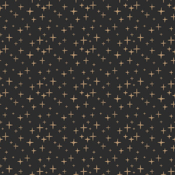 Meowy & Bright W185-010-923 Black Stars by White Owl Textiles