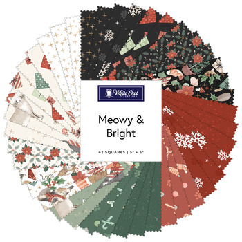 Meowy & Bright  5" Stamps Laura Marshall for White Owl Textiles
