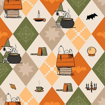 Peanuts® Homestead Haunts P1043-13 Cream Multi Diamonds by Northcott Fabrics