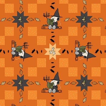 Peanuts® Homestead Haunts P1044-57 Dk Orange Pieced by Northcott Fabrics