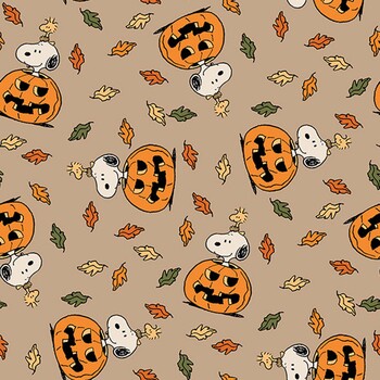 Peanuts® Homestead Haunts P1046-14 Beige Pumpkin Toss by Northcott Fabrics