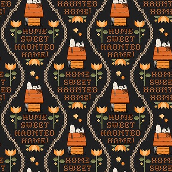 Peanuts® Homestead Haunts P1047-98 Charcoal Ogee by Northcott Fabrics