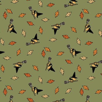 Peanuts® Homestead Haunts P1049-74 Green Woodstock Toss by Northcott Fabrics