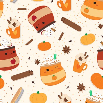 Fall Besties Original Squishmallows™ SQ1075-12 Cream Pumpkin Spice by Northcott Fabrics
