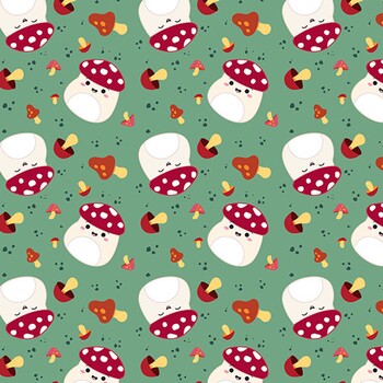 Fall Besties Original Squishmallows™ SQ1079-76 Green Mushrooms by Northcott Fabrics