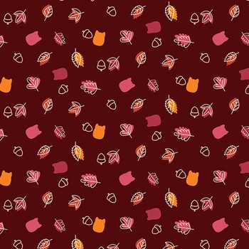 Fall Besties Original Squishmallows™ SQ1081-29 Burgundy Ditsy Leaves by Northcott Fabrics