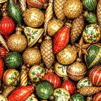 Comfort & Joy 10928-54 Splendor Bountiful Baubles by Patrick Lose for Northcott Fabrics