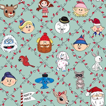 Rudolph the Red-Nosed Reindeer® RD1014-72 Mint Portraits by Northcott Fabrics