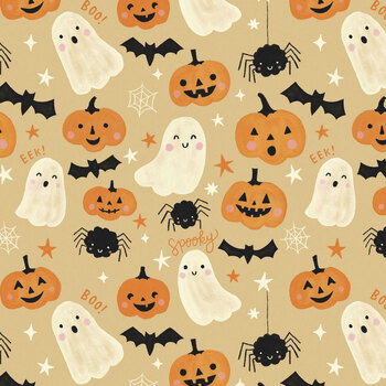 Friendly Frights T150-003-214 Tan Spooky Toss by Caitlyn Betsy Bell for Tide + Loom