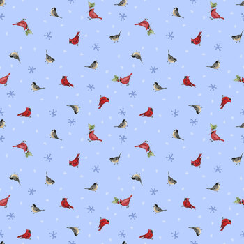 Friends So Deer W105-064-759 Lt Blue Birds by Susan Winget for White Owl Textiles