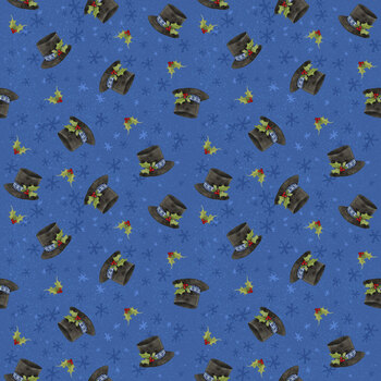Friends So Deer W105-063-798 Dk Blue Top Hats by Susan Winget for White Owl Textiles