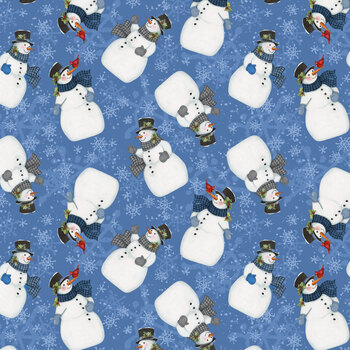 Friends So Deer W105-060-791 Dk Blue Snowmen by Susan Winget for White Owl Textiles