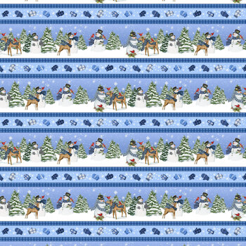 Friends So Deer W105-057-718 Multi Border Stripe by Susan Winget for White Owl Textiles