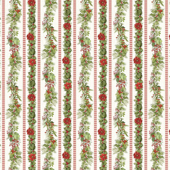 Noel in Bloom W100-046-185 Multi Border Stripe by Nicole Tamarin for White Owl Textiles
