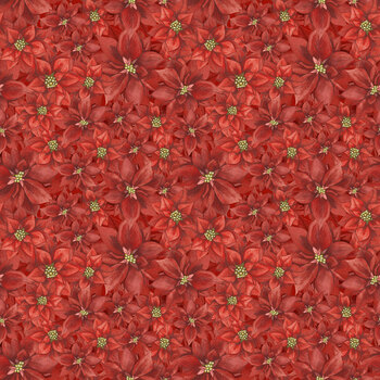 Noel in Bloom W100-049-553 Red Packed Poinsettias by Nicole Tamarin for White Owl Textiles