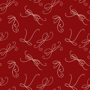 Noel in Bloom W100-051-515 Red Bows by Nicole Tamarin for White Owl Textiles