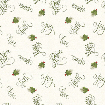 Noel in Bloom W100-052-188 Cream Words by Nicole Tamarin for White Owl Textiles