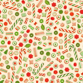 Five & Dime Christmas 10971-12 Candy Cane Sweet Tooth by Patrick Lose for Northcott Fabrics