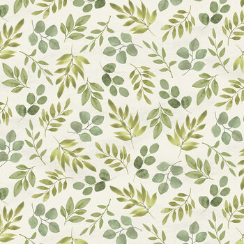 Bellini W200-005-188 Cream Leaves by Suzanne Nicoll for White Owl Textiles