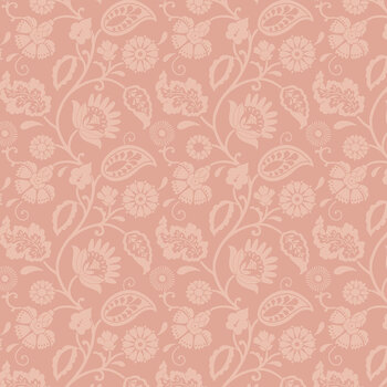 Bellini W200-010-444 Dark Peach Floral Vine by Suzanne Nicoll for White Owl Textiles