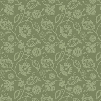 Bellini W200-010-888 Green Floral Vine by Suzanne Nicoll for White Owl Textiles
