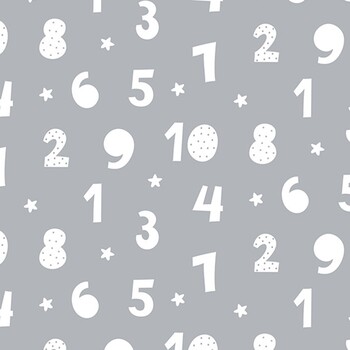 To the Moon Flannel F91499-95 Gray Numbers by FIGO Fabrics