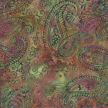 Saffron and Spice Batiks 122657803 Multi Paisley Outline by Jerry Khiev for Island Batik