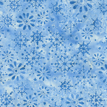 Winter's Grace Batiks 122604515 Chambray Snowflakes by Jerry Khiev for Island Batik